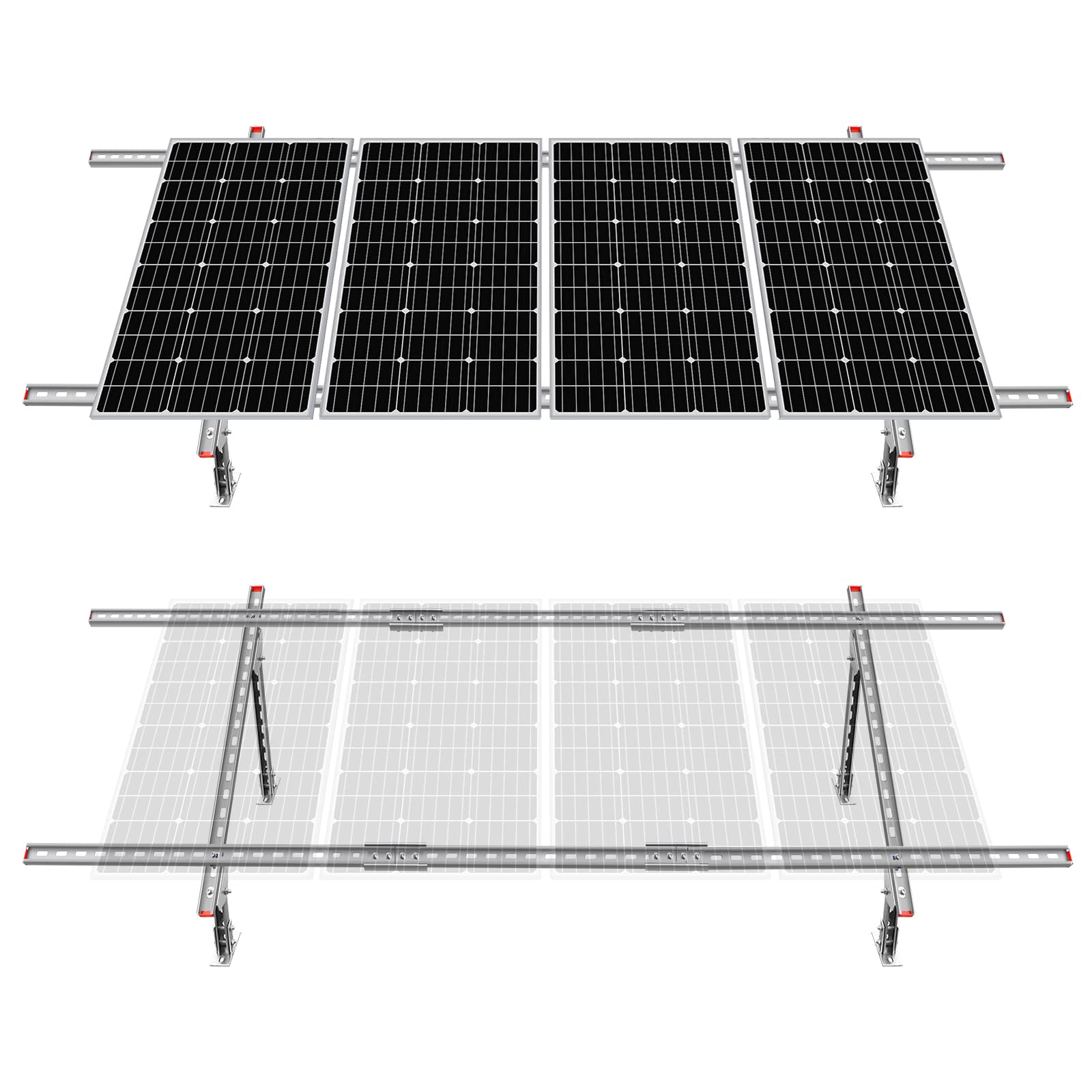 Environment-friendly Adjustable Waterproof Multi-Pieces Solar Panel Mounting Brackets Kit System for 1-4pcs Solar Panels