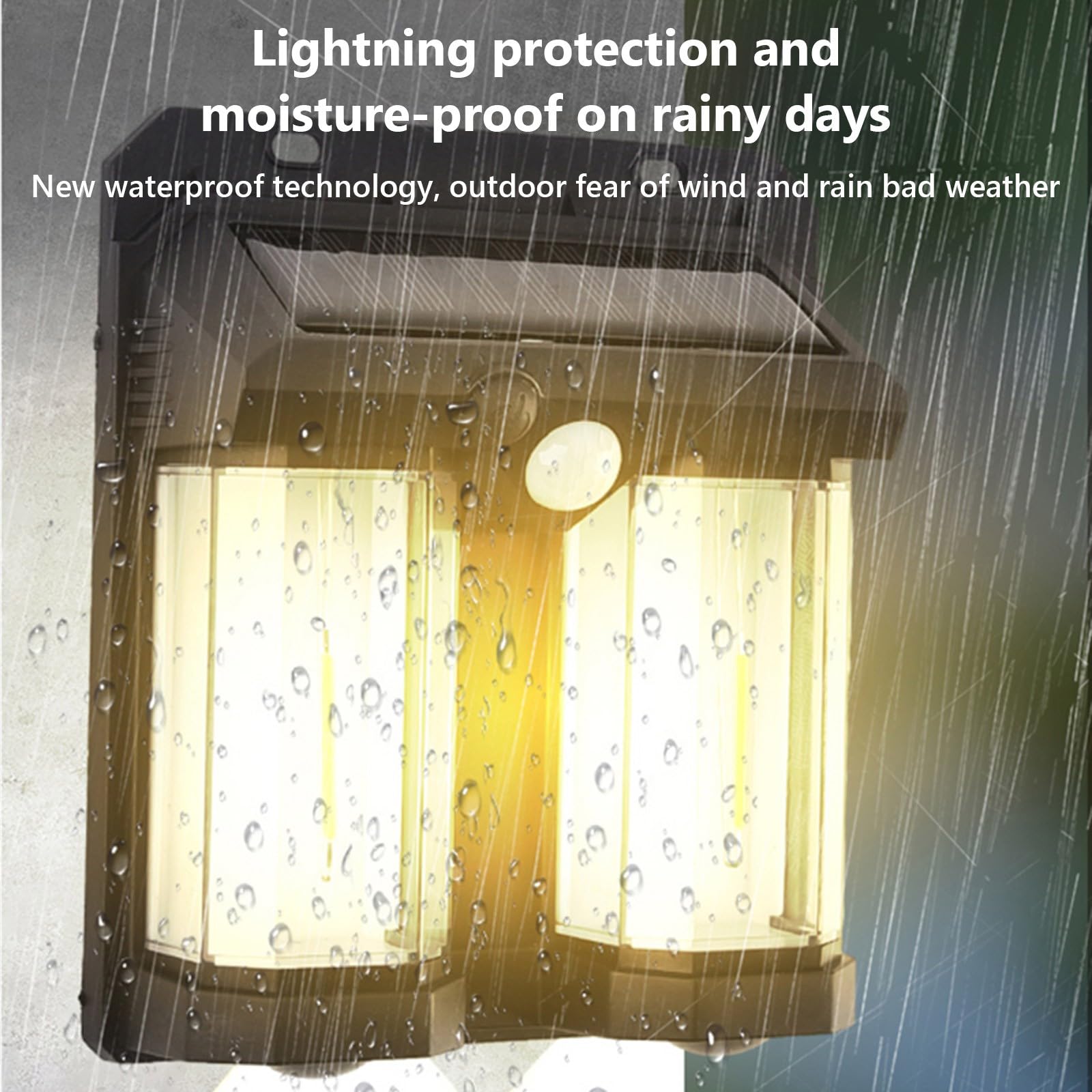 High Power Bright Outdoor Solar Motion Sensor Waterproof Solar Wall Lamp for Garden, Yard, with Two LED Light Sources