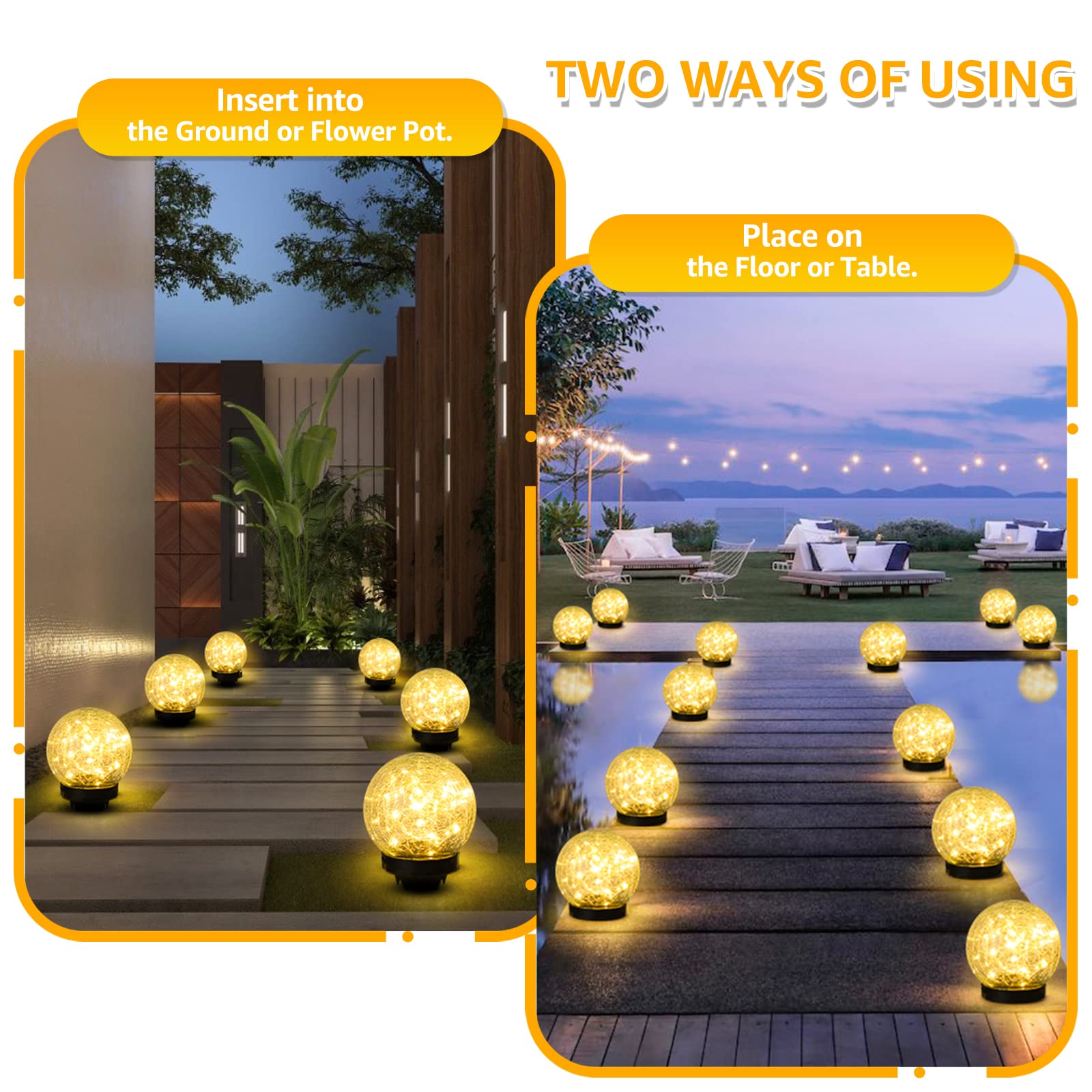 Outdoor Indoor Warm White, White, Colorful Light Round Shape Glass-made Little Decorative Solar Lamp for Garden, Yard