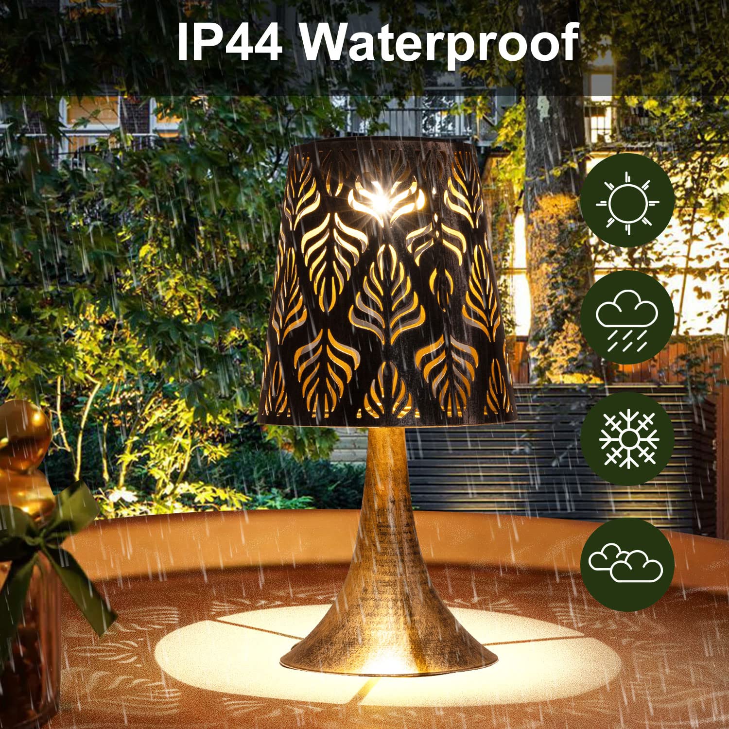 Outdoor Indoor Decorative Solar Garden Lights Hollowed-Out Design Waterproof Solar Table Lamp Desk Lamp