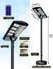8000W High Power IP68 Waterproof Outdoor 6.5ft Pole, 3000K/4000K/6500K Solar Floor Lamps Dusk to Dawn Solar Security Lights