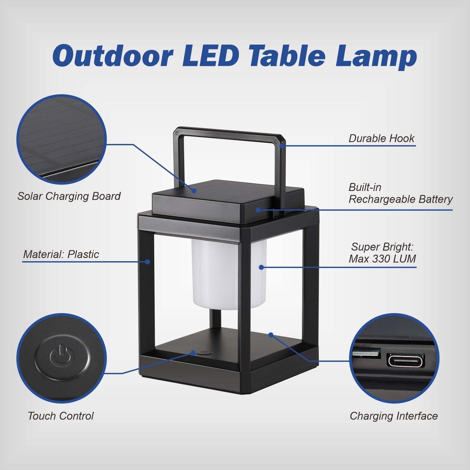 Outdoor Waterproof Portable Convenient Solar Lantern Shape LED Solar Table Lamp for Camping 