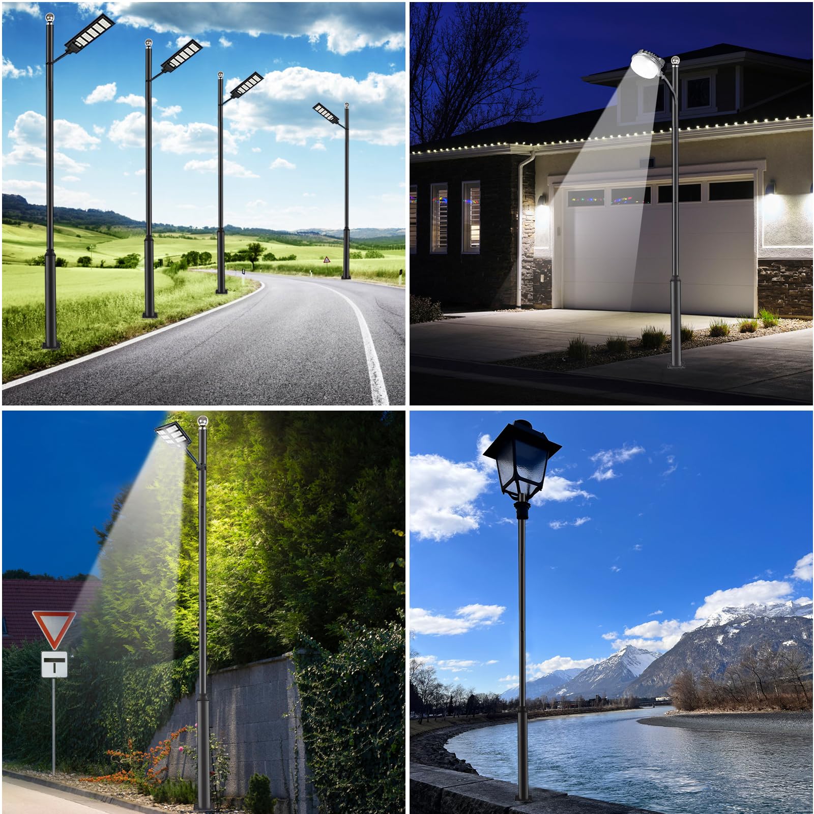 Hot-sell Outdoor Street Light Pole 10Ft Tall Metal Solar Lamp Posts Perfect for Backyard, Patio, Street, Lighting Fixtures