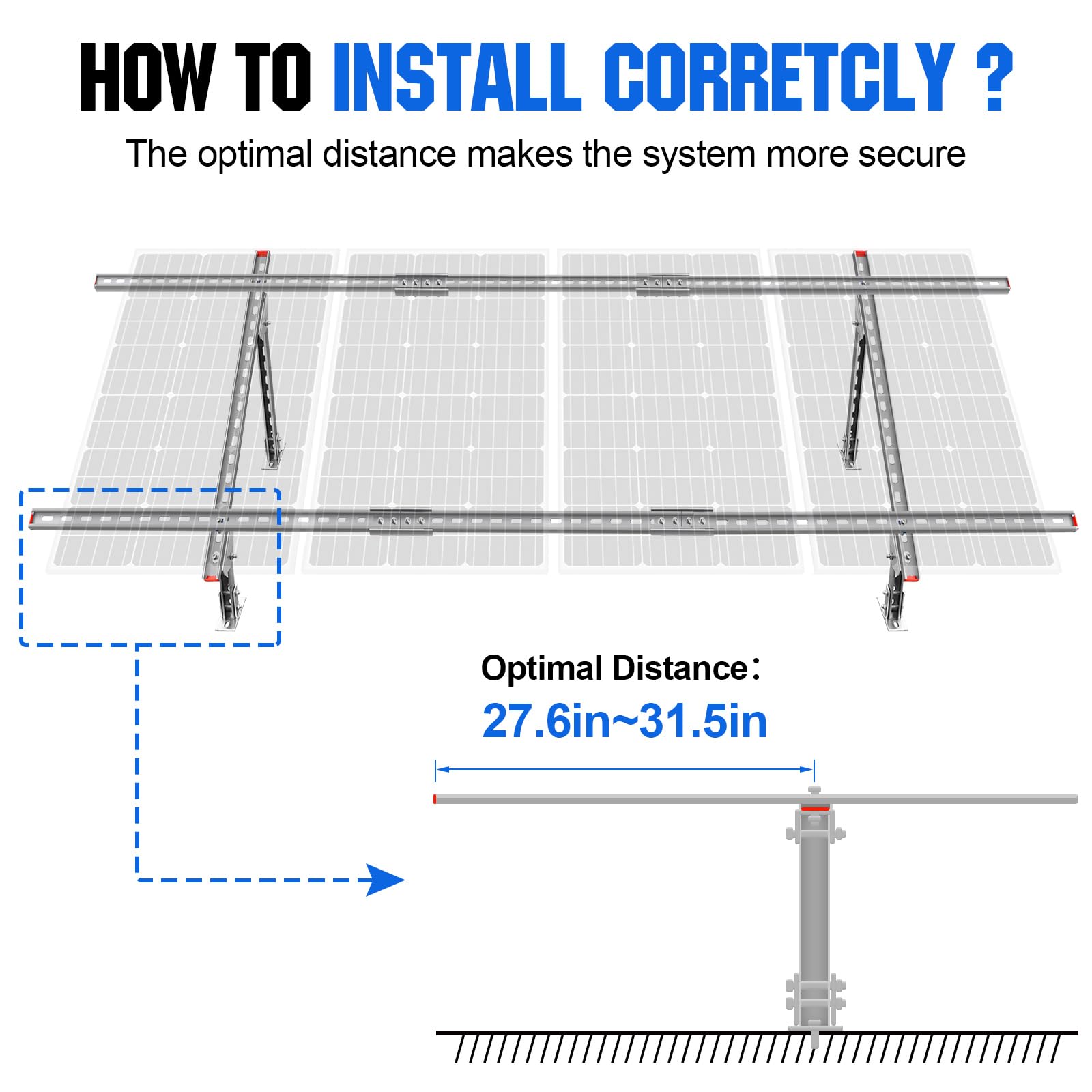 Environment-friendly Adjustable Waterproof Multi-Pieces Solar Panel Mounting Brackets Kit System for 1-4pcs Solar Panels