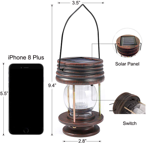 Portable Convenient Outdoor Solar Garden Pathway Decoration Waterproof Anti-Corrosion LED Lantern Solar Lamp for Camping 