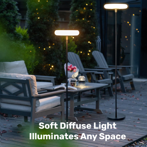 Outdoor 100% Solar Powered Fully Weatherproof Mushroom Shape Simple Decor LED Source Solar Floor Lamp