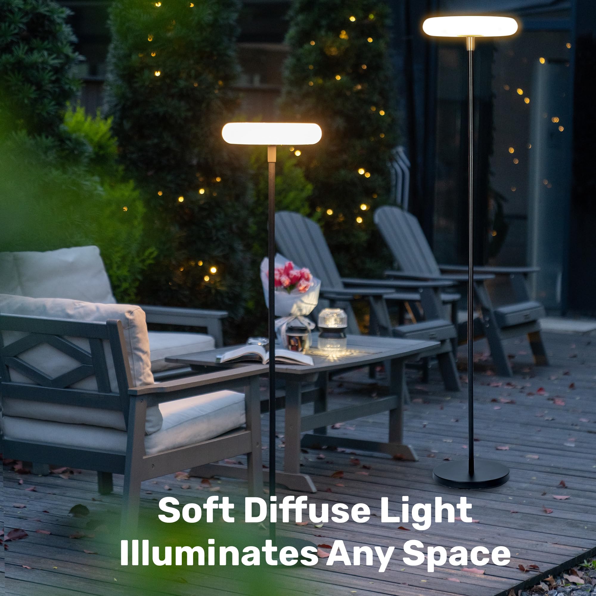 Outdoor 100% Solar Powered Fully Weatherproof Mushroom Shape Simple Decor LED Source Solar Floor Lamp