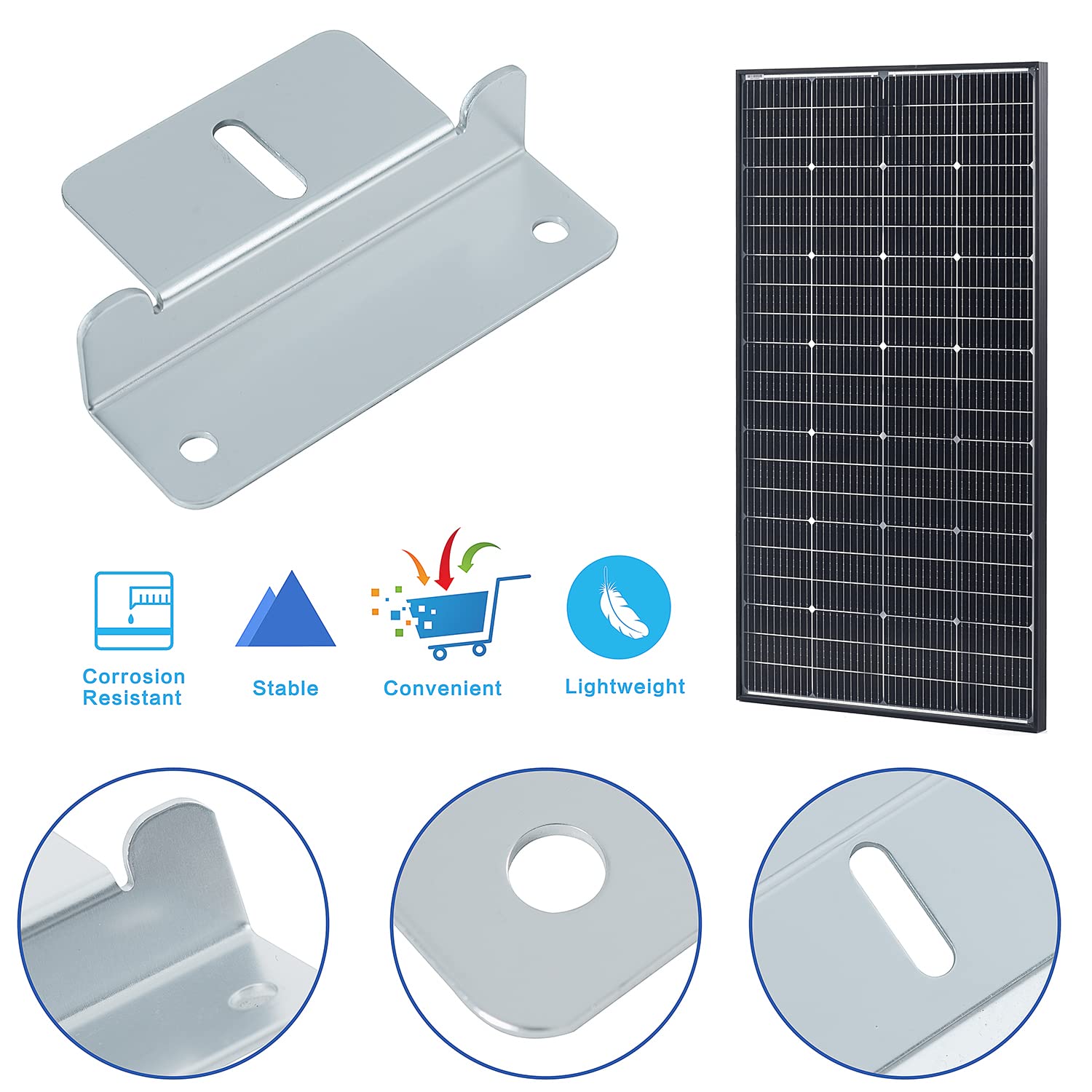 Angle 0 to 90° Adjustable Tilting Mounting Brackets Up to 100 180 200W Single Panel with Foldable Tilt Legs 