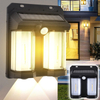 High Power Bright Outdoor Solar Motion Sensor Waterproof Solar Wall Lamp for Garden, Yard, with Two LED Light Sources