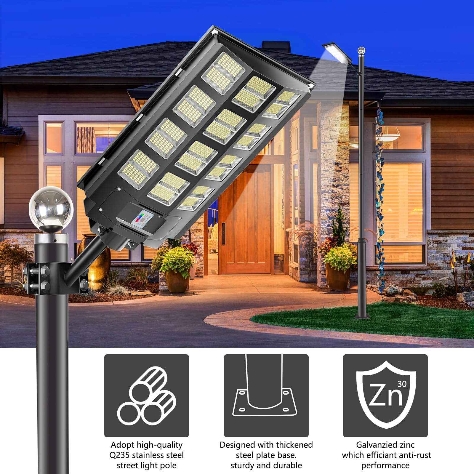 Hot-sell Outdoor Street Light Pole 10Ft Tall Metal Solar Lamp Posts Perfect for Backyard, Patio, Street, Lighting Fixtures