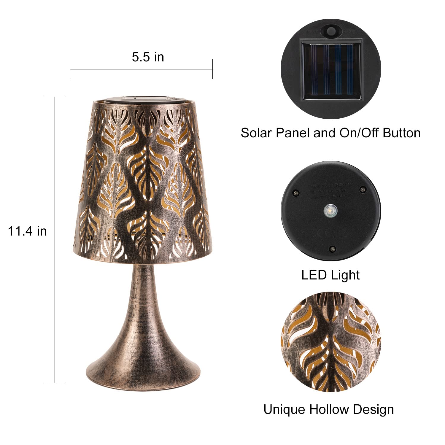 Outdoor Indoor Decorative Solar Garden Lights Hollowed-Out Design Waterproof Solar Table Lamp Desk Lamp