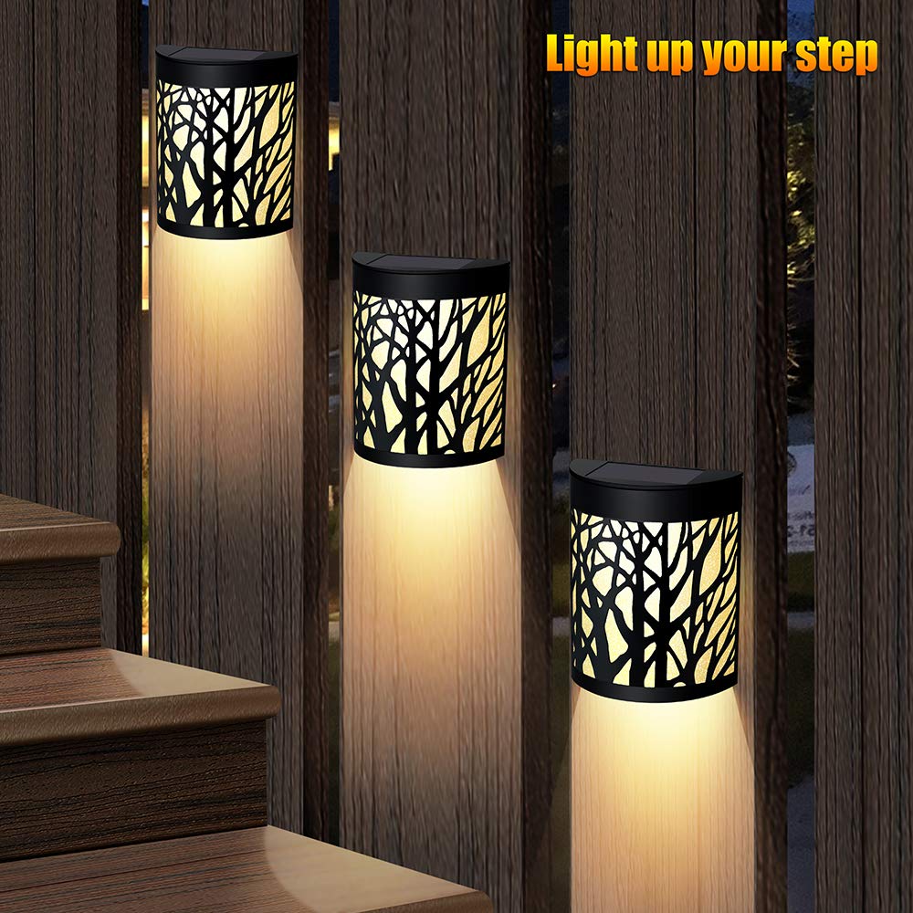 Designer Style Fashional Outdoor Garden Yard Decoration Metal Durable Waterproof Solar Power Metal Wall Lamp with Brightness Adjustable Color Changing