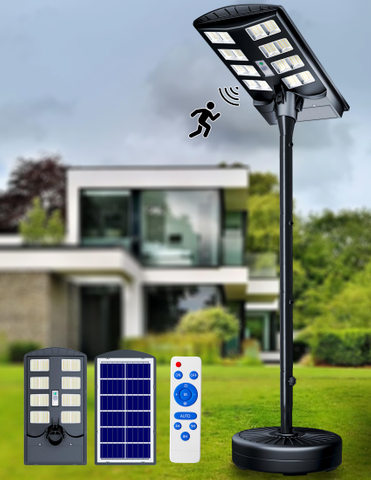 8000W High Power IP68 Waterproof Outdoor 6.5ft Pole, 3000K/4000K/6500K Solar Floor Lamps Dusk to Dawn Solar Security Lights