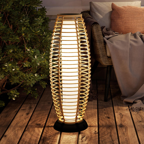Outdoor Floor Lamp Solar Powered Lantern Waterproof for Garden Porch Decor, Large Crossover Outdoor Landscape Solar Power Floor Lamp