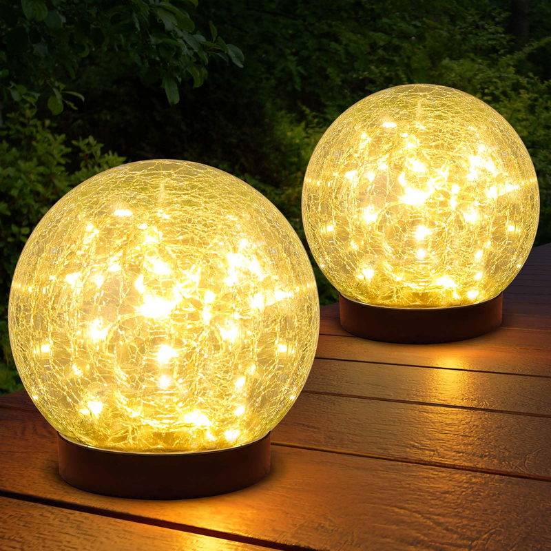 Outdoor Indoor Warm White, White, Colorful Light Round Shape Glass-made Little Decorative Solar Lamp for Garden, Yard