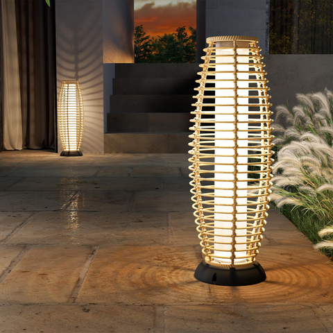 Outdoor Floor Lamp Solar Powered Lantern Waterproof for Garden Porch Decor, Large Crossover Outdoor Landscape Solar Power Floor Lamp