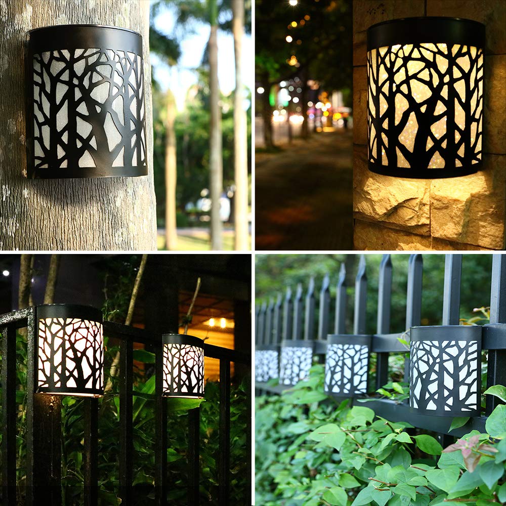 Designer Style Fashional Outdoor Garden Yard Decoration Metal Durable Waterproof Solar Power Metal Wall Lamp with Brightness Adjustable Color Changing