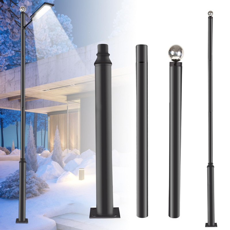 Hot-sell Outdoor Street Light Pole 10Ft Tall Metal Solar Lamp Posts Perfect for Backyard, Patio, Street, Lighting Fixtures