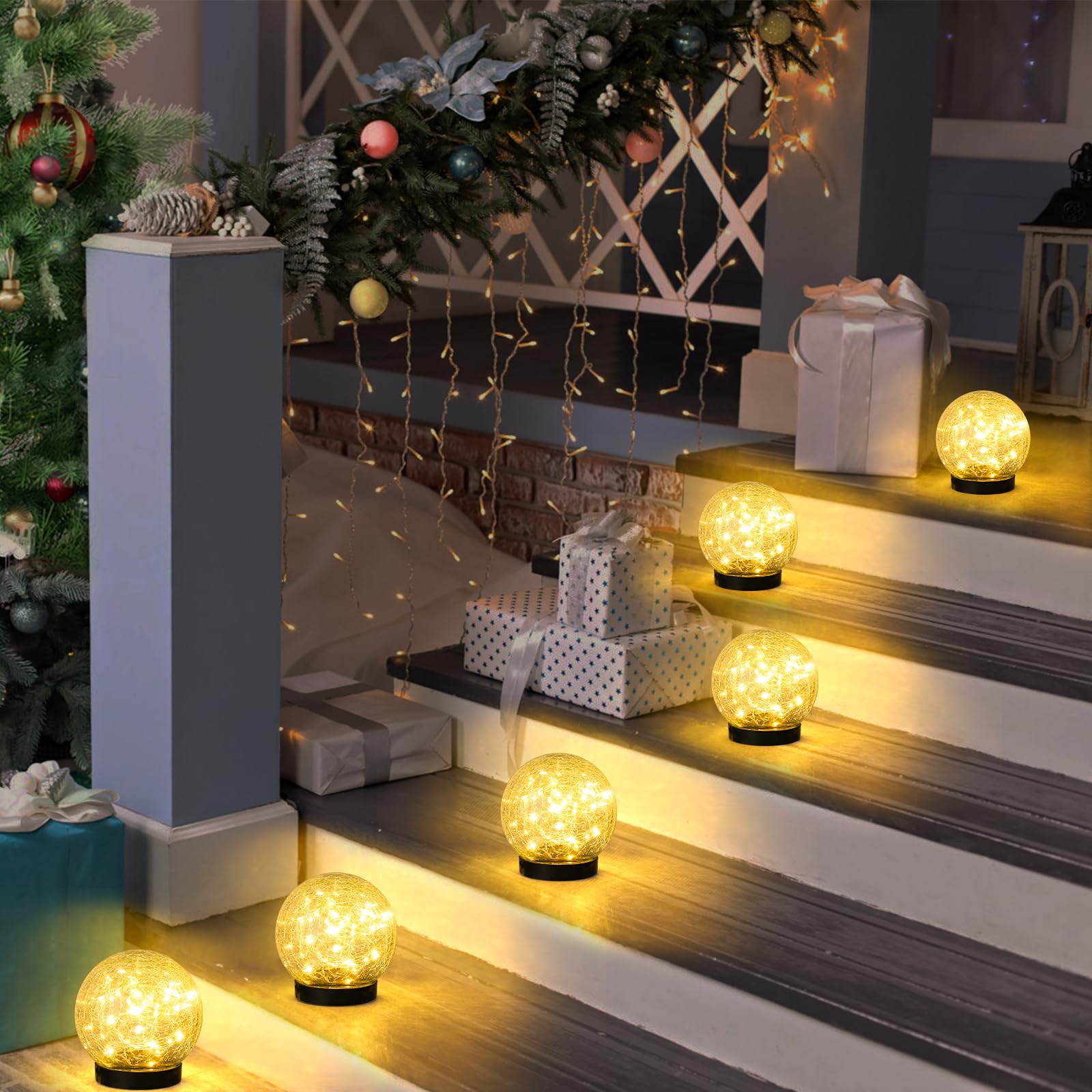 Outdoor Indoor Warm White, White, Colorful Light Round Shape Glass-made Little Decorative Solar Lamp for Garden, Yard
