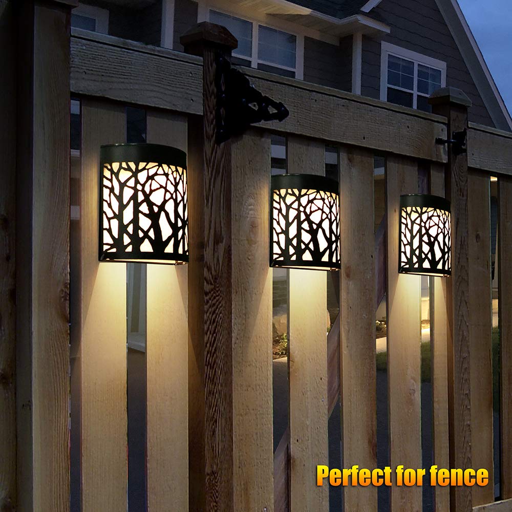 Designer Style Fashional Outdoor Garden Yard Decoration Metal Durable Waterproof Solar Power Metal Wall Lamp with Brightness Adjustable Color Changing