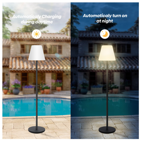Solar Power Outdoor Waterproof Rechargeable Warm Whilte LED Solar Floor Lamp for Garden Pool Lawn