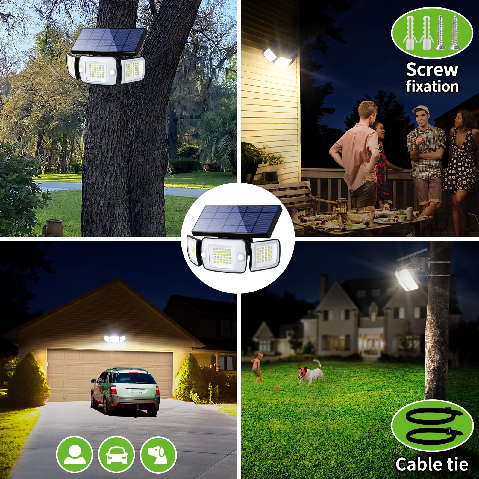 High Power 6000ma Outdoor Intelligent 3 Modes Adjustable Dual Sensor Induction LED Solar Lamp for yard with Solar Panel