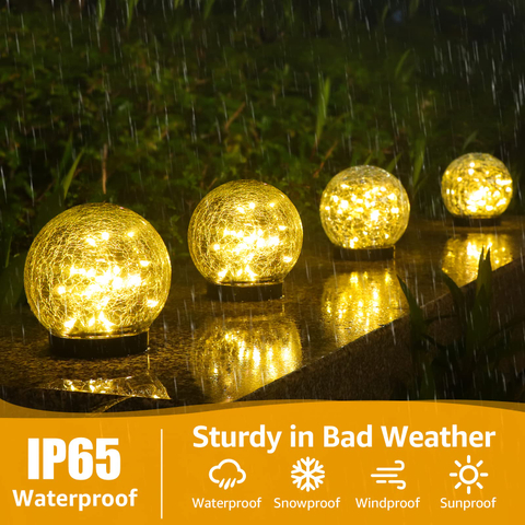 Outdoor Indoor Warm White, White, Colorful Light Round Shape Glass-made Little Decorative Solar Lamp for Garden, Yard