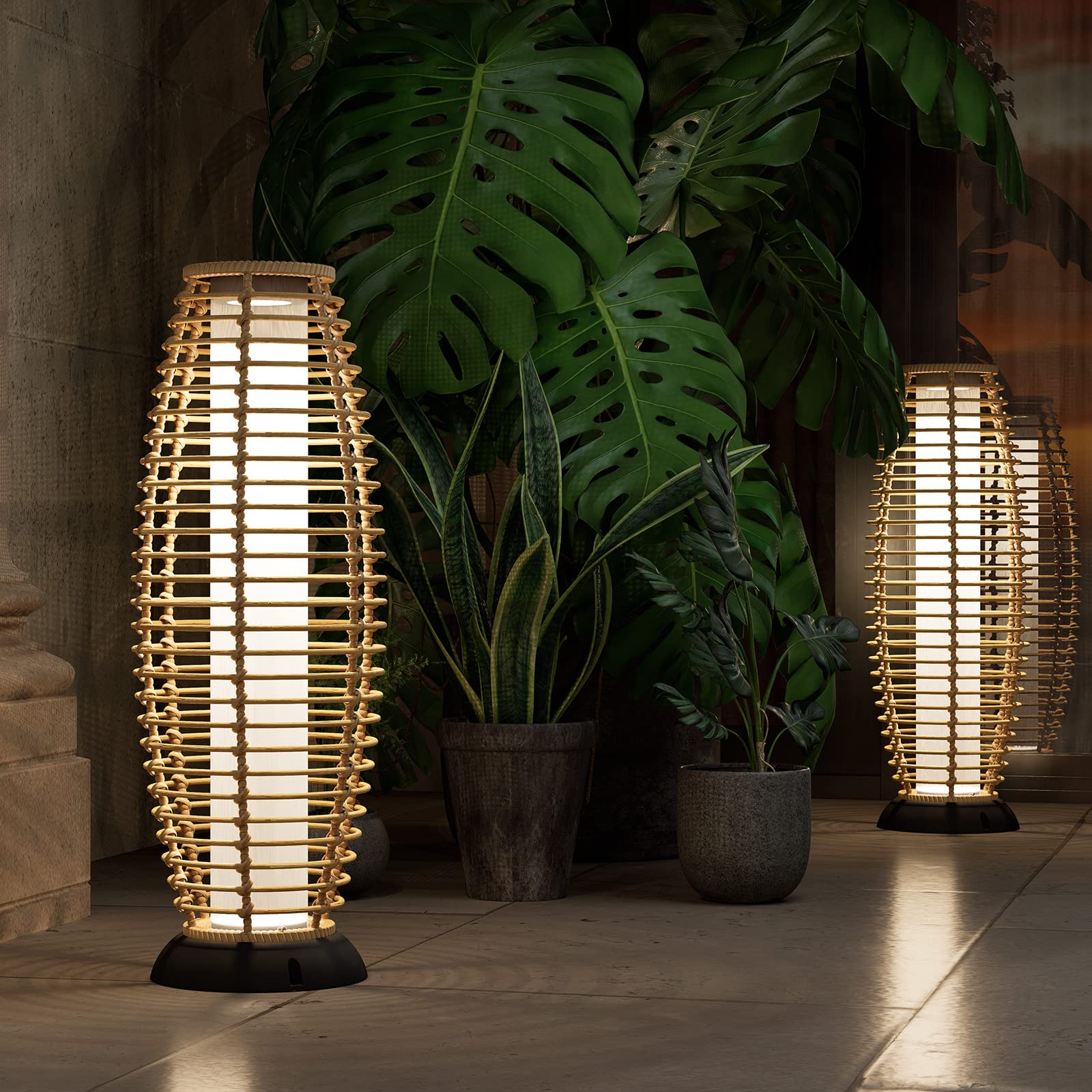 Outdoor Floor Lamp Solar Powered Lantern Waterproof for Garden Porch Decor, Large Crossover Outdoor Landscape Solar Power Floor Lamp