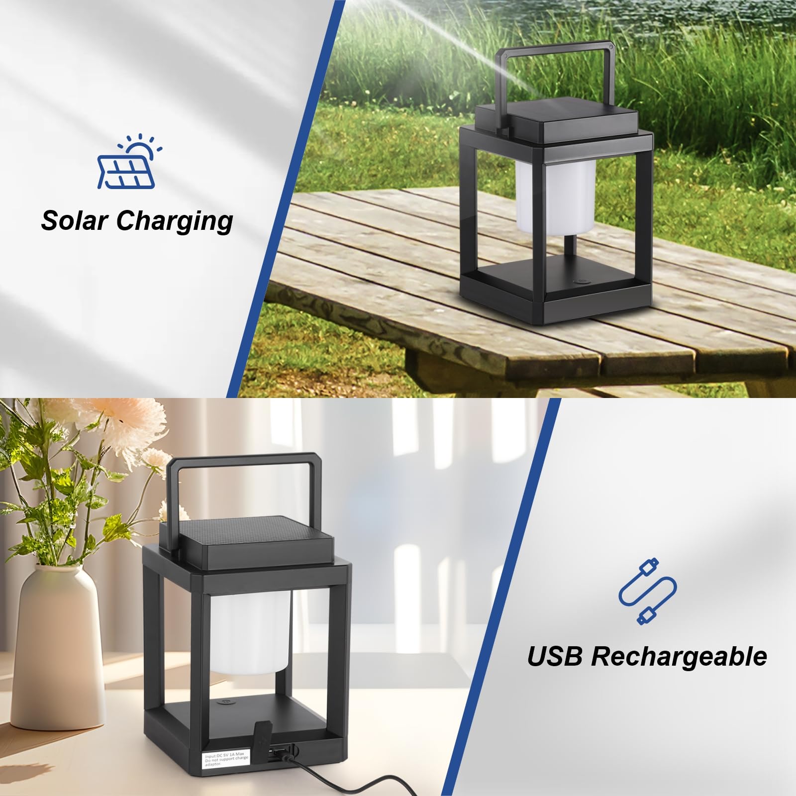 Outdoor Waterproof Portable Convenient Solar Lantern Shape LED Solar Table Lamp for Camping 