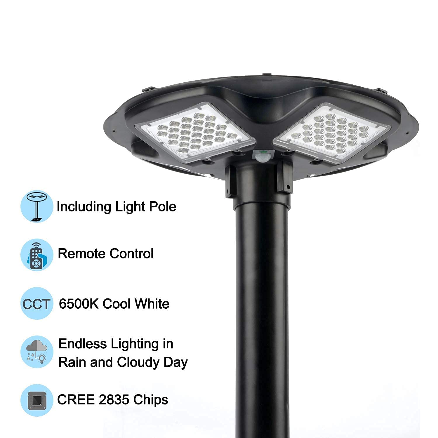 Outdoor IP67 Waterproof Landscape Path Decoration 8 Inch Solar Street Lamp with Remote for Lawn Pathway Driveway Yard