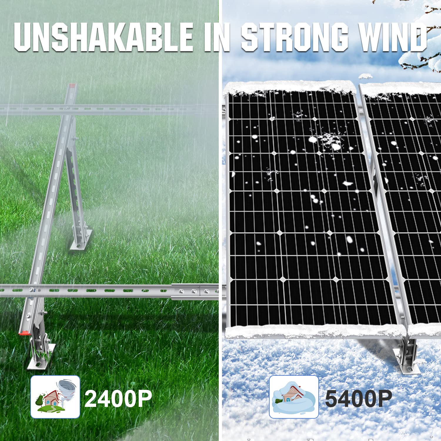 Environment-friendly Adjustable Waterproof Multi-Pieces Solar Panel Mounting Brackets Kit System for 1-4pcs Solar Panels