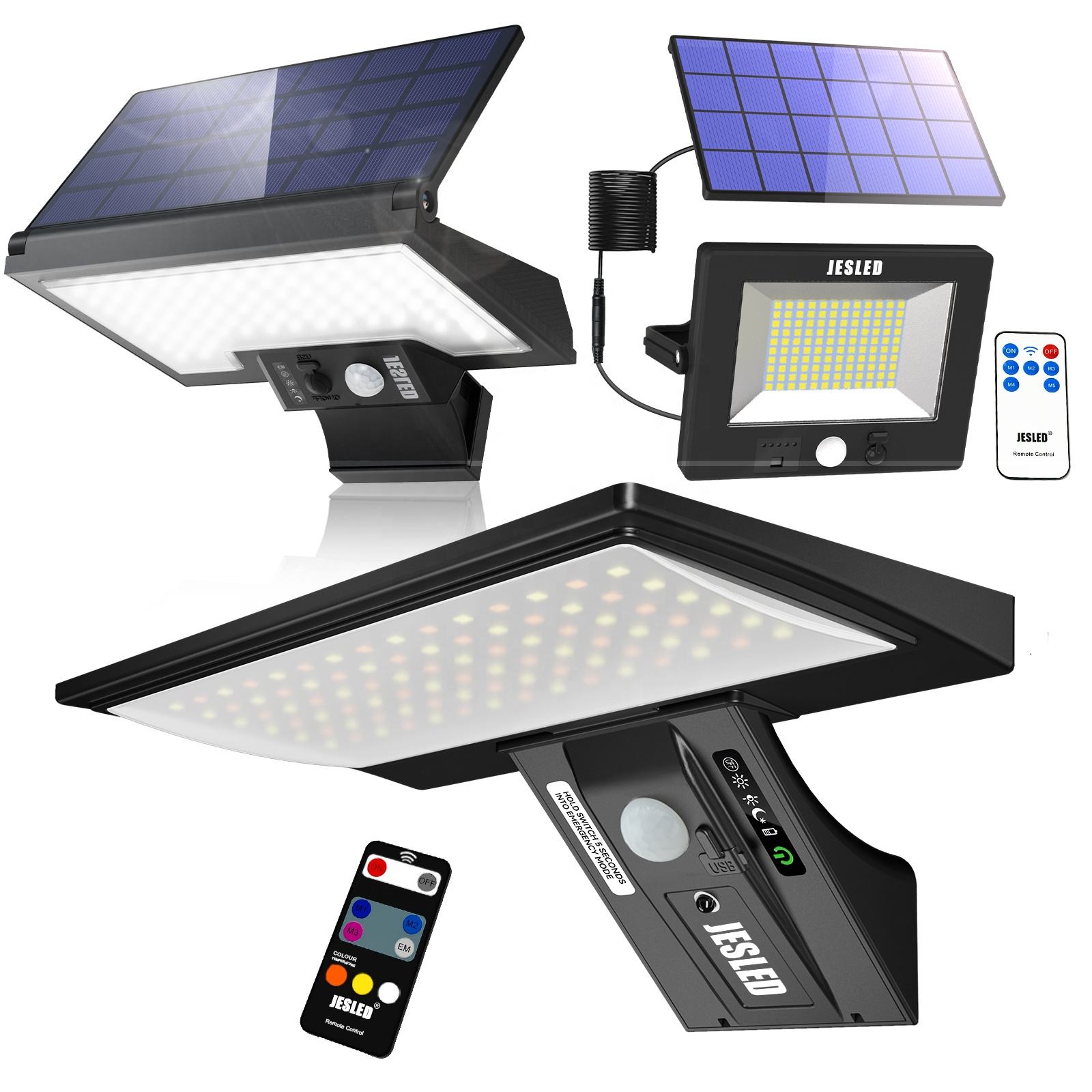 Outdoor Waterproof Foldable Remote Control Brightness Adjustable Solar LED Wall Lamp