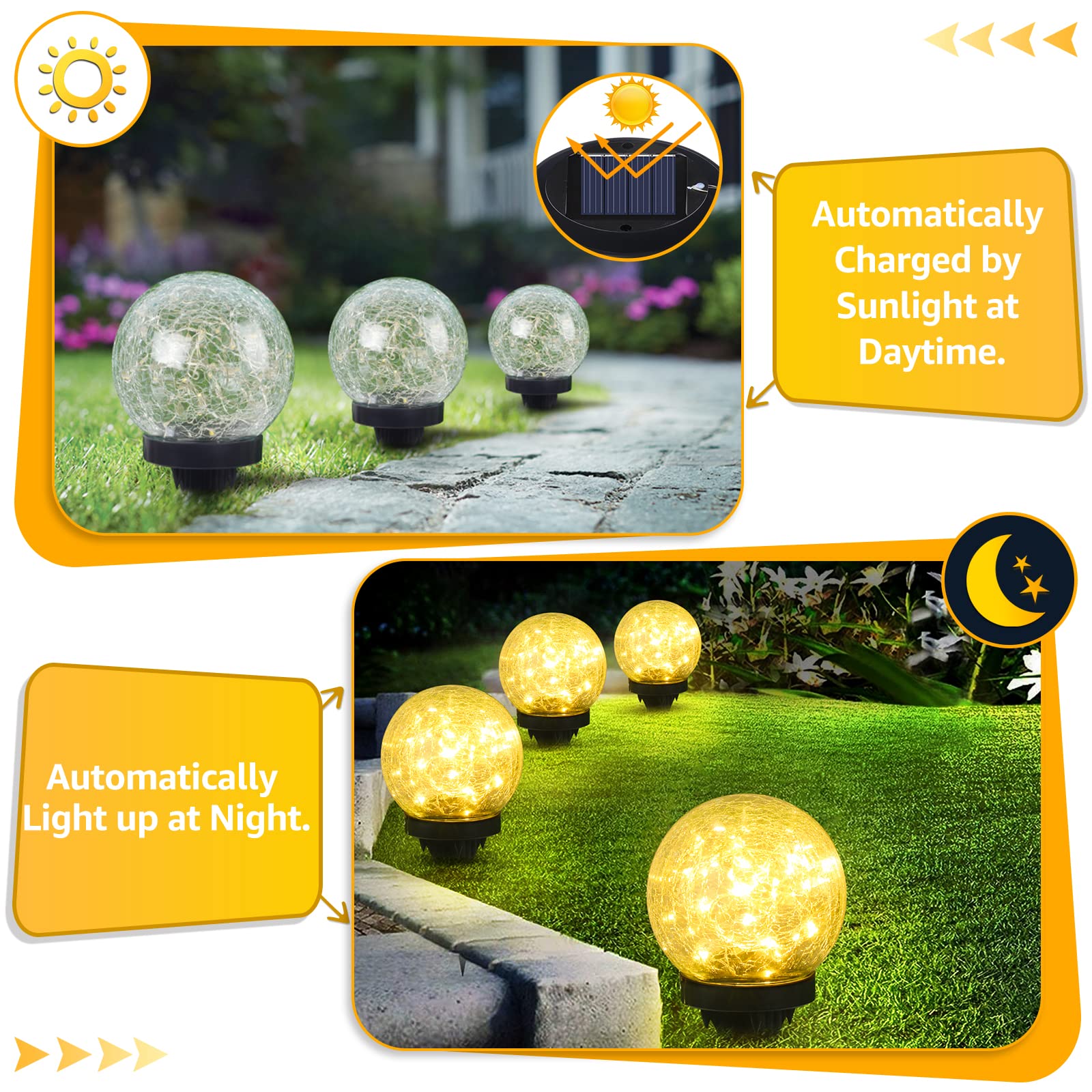 Outdoor Indoor Warm White, White, Colorful Light Round Shape Glass-made Little Decorative Solar Lamp for Garden, Yard