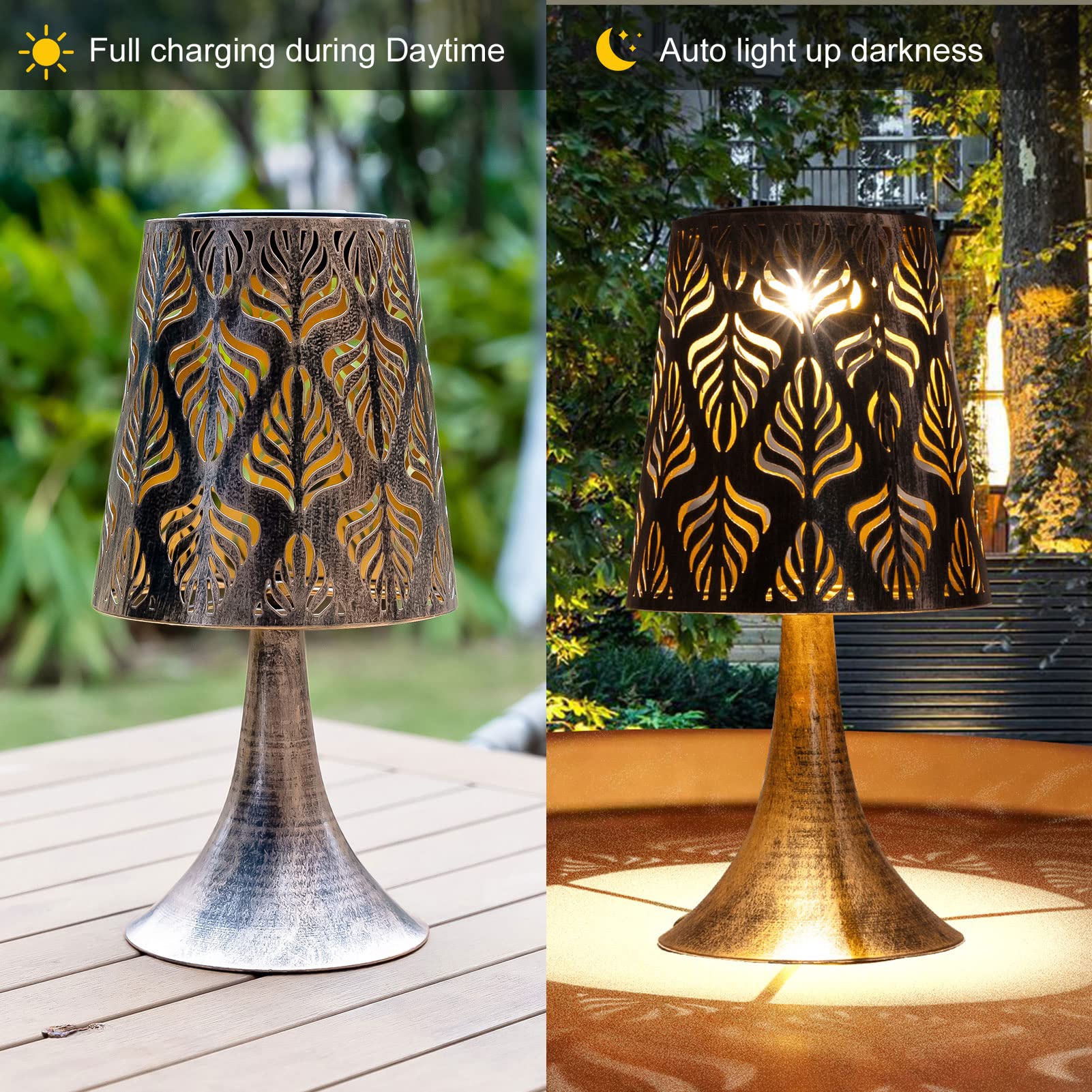 Outdoor Indoor Decorative Solar Garden Lights Hollowed-Out Design Waterproof Solar Table Lamp Desk Lamp