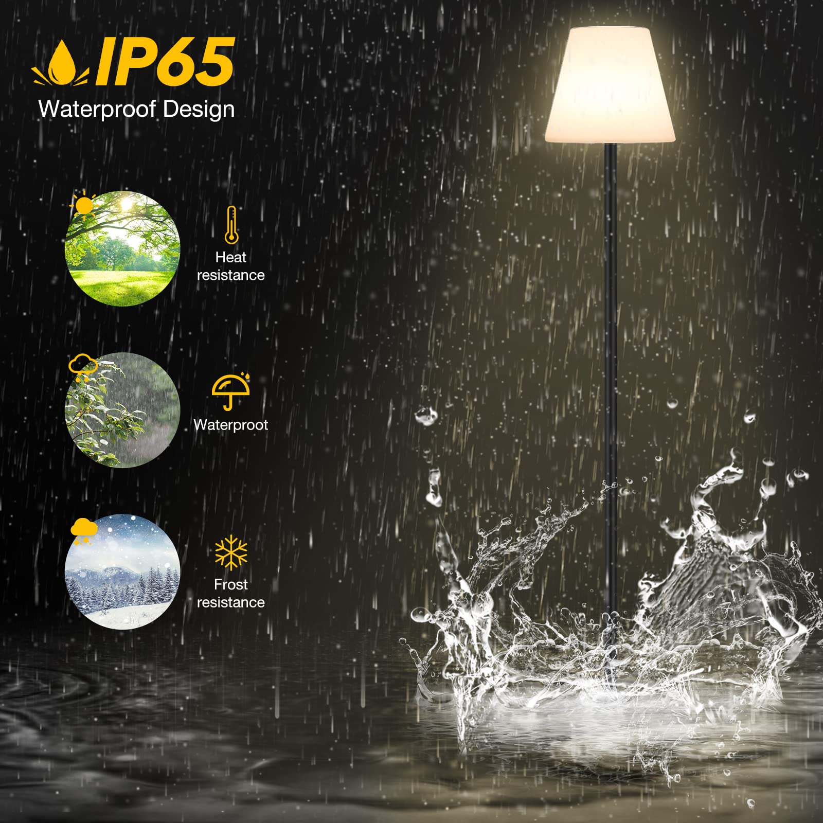 Solar Power Outdoor Waterproof Rechargeable Warm Whilte LED Solar Floor Lamp for Garden Pool Lawn