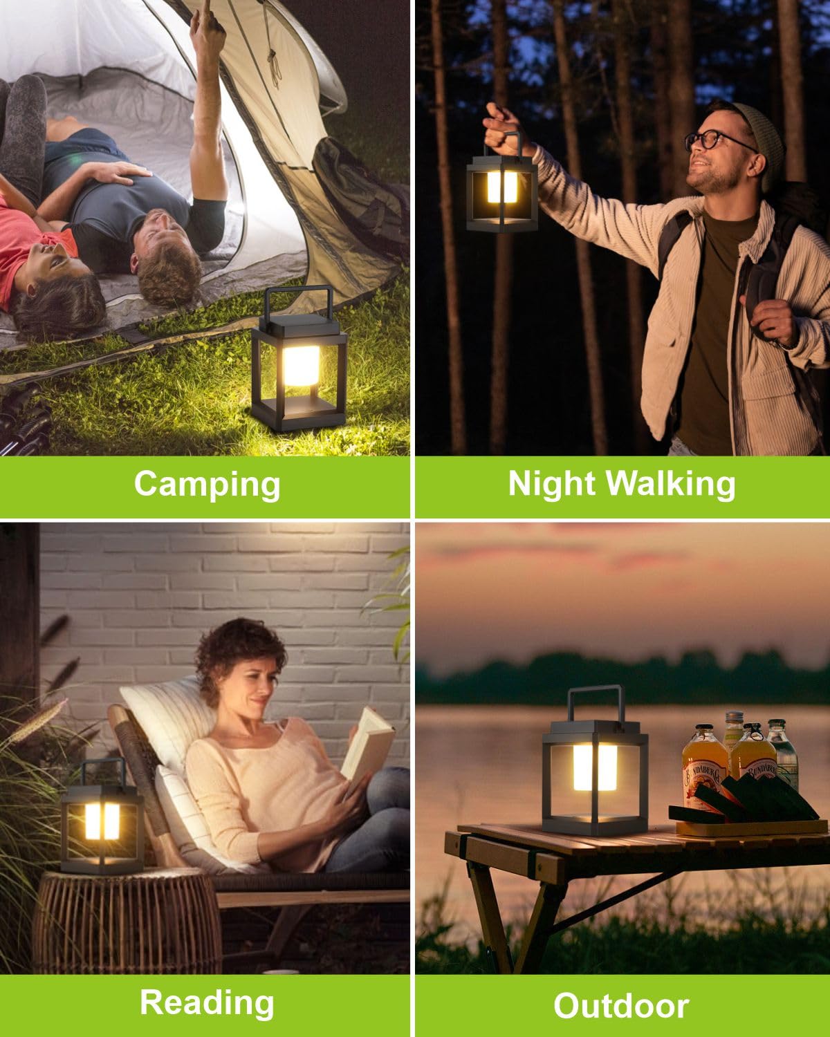 Outdoor Camping Reading Rechargeable Lantern Shape Decoration Solar Power Table Lamp
